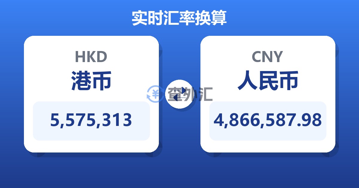 5,575,313港币兑人民币