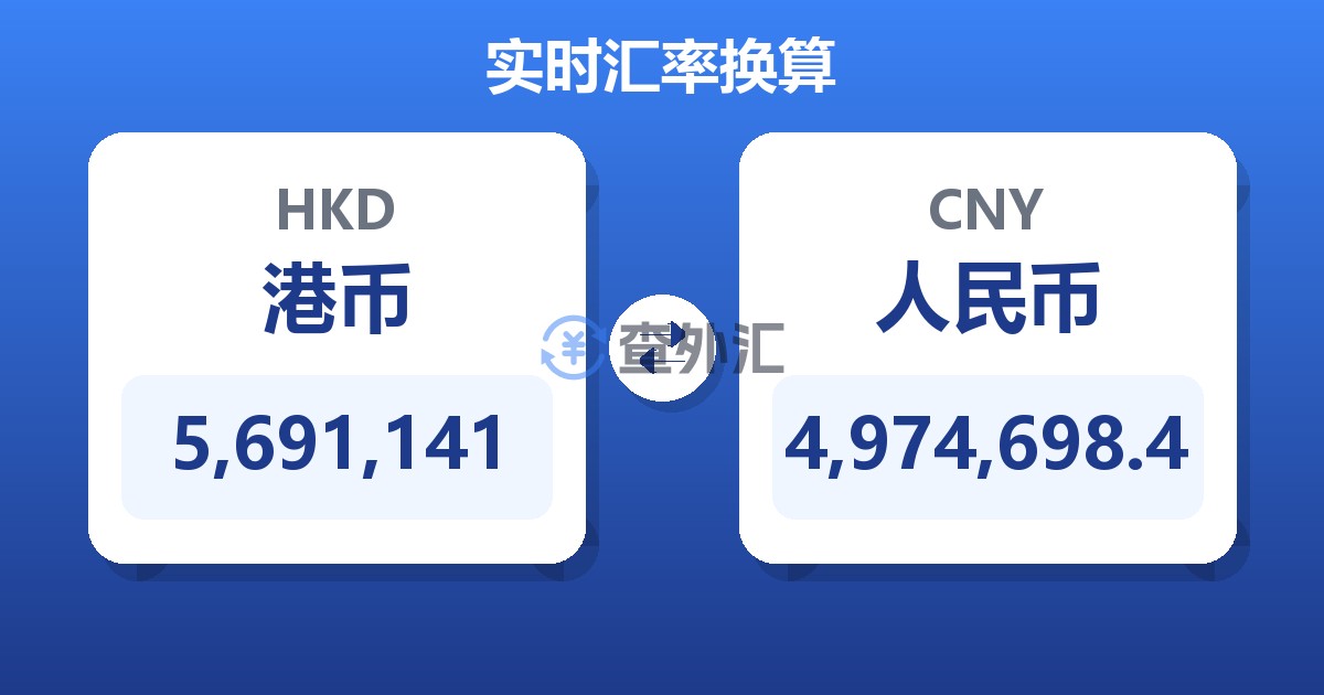 5,691,141港币兑人民币