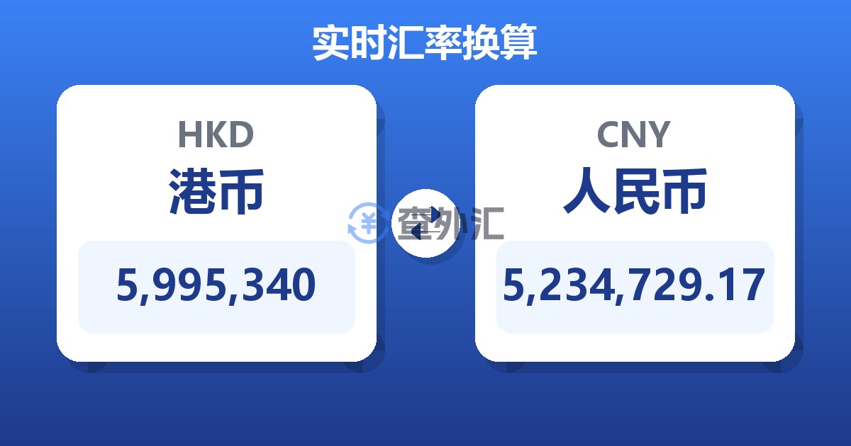 5,995,340港币兑人民币