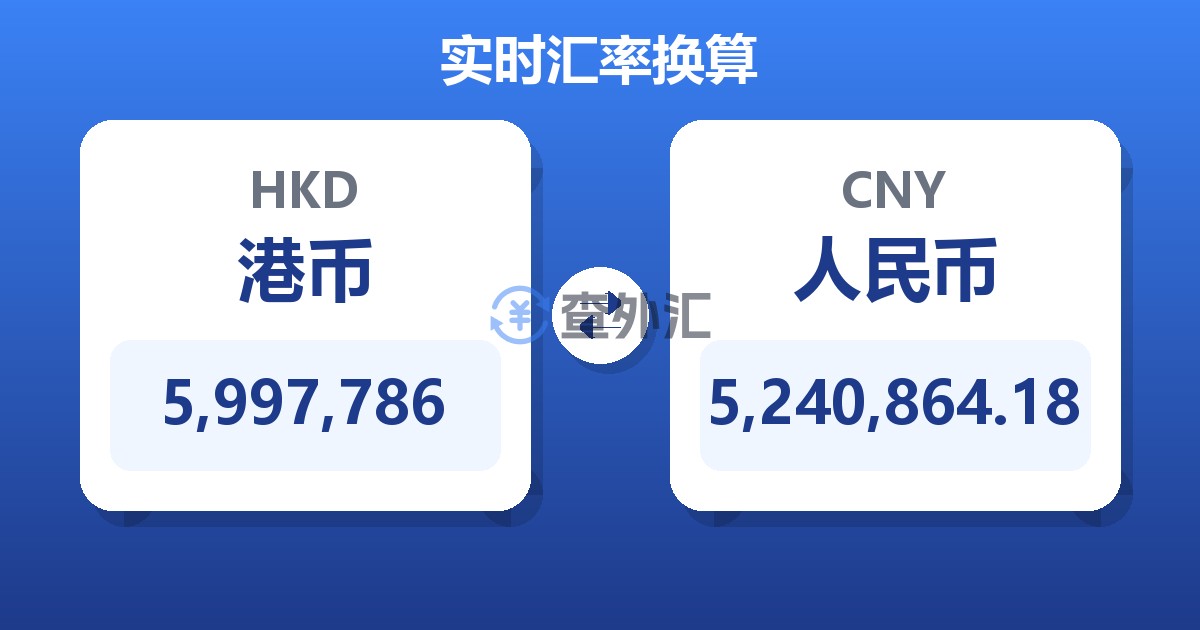 5,997,786港币兑人民币