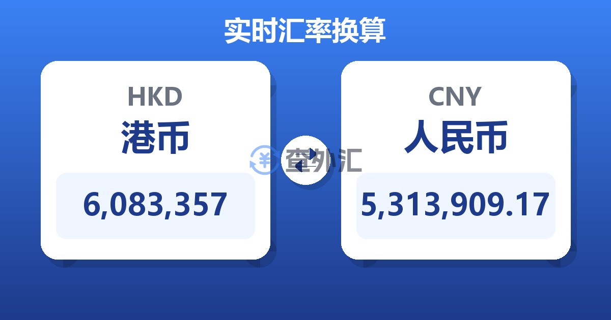 6,083,357港币兑人民币