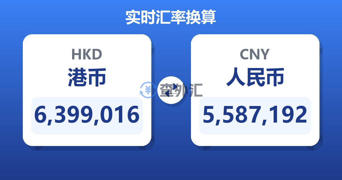 6,399,016港币兑人民币