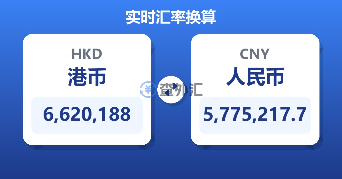 6,620,188港币兑人民币