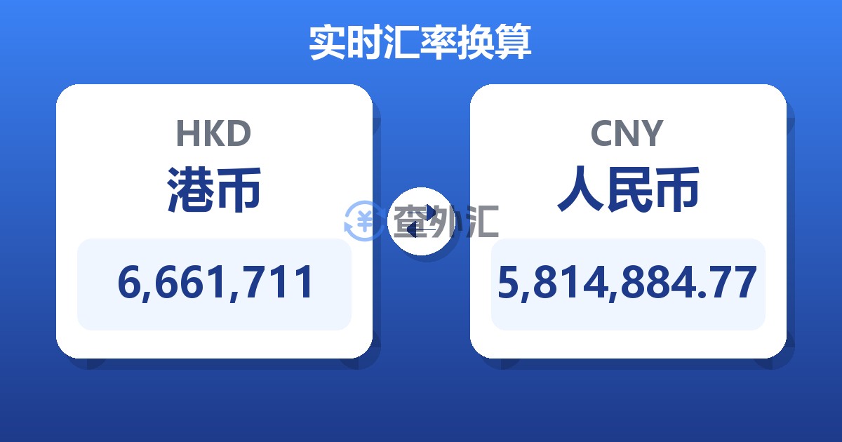 6,661,711港币兑人民币