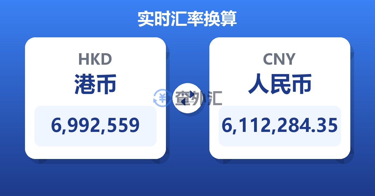 6,992,559港币兑人民币