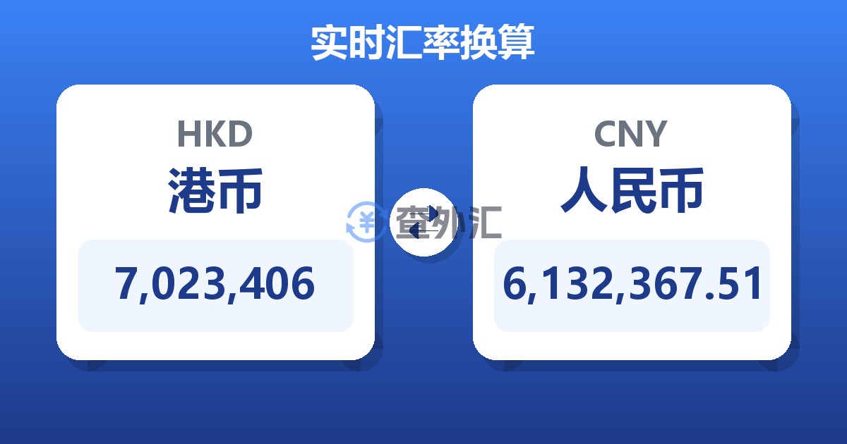 7,023,406港币兑人民币