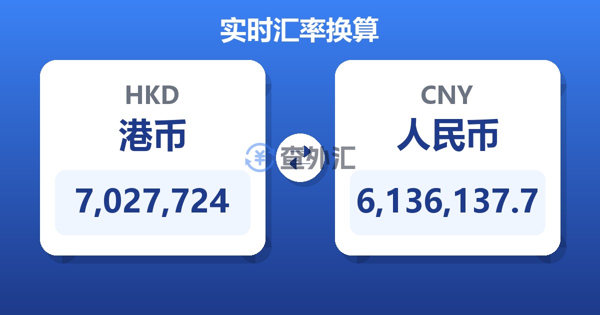 7,027,724港币兑人民币