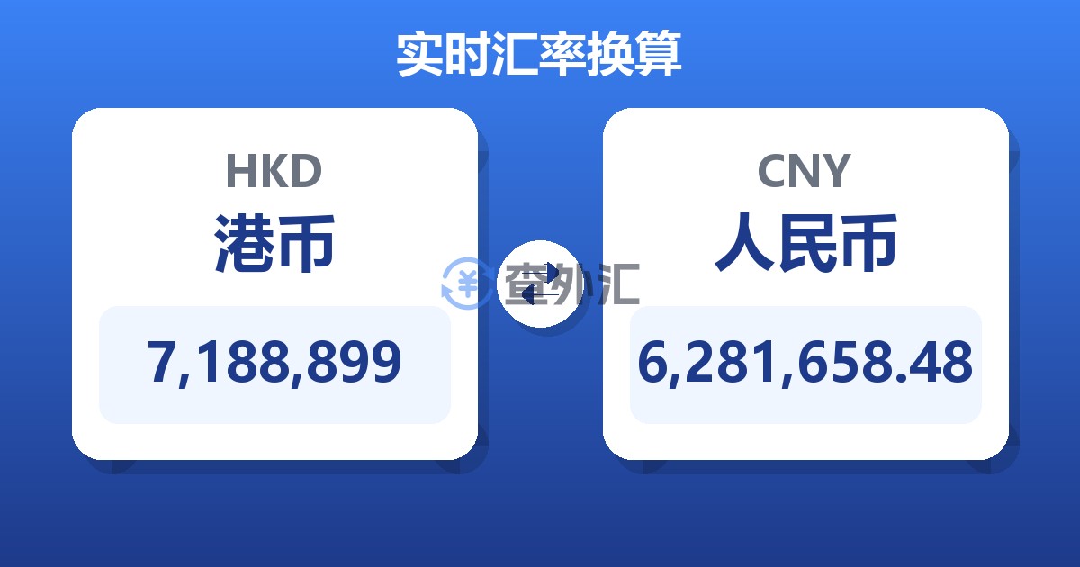 7,188,899港币兑人民币