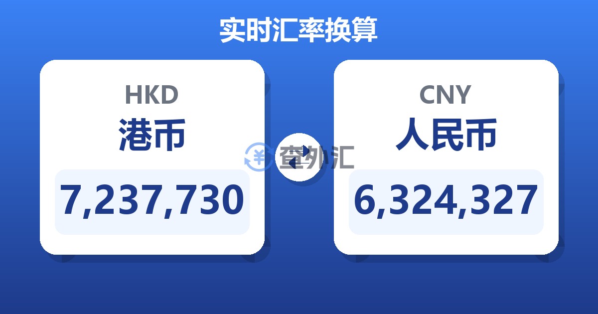 7,237,730港币兑人民币