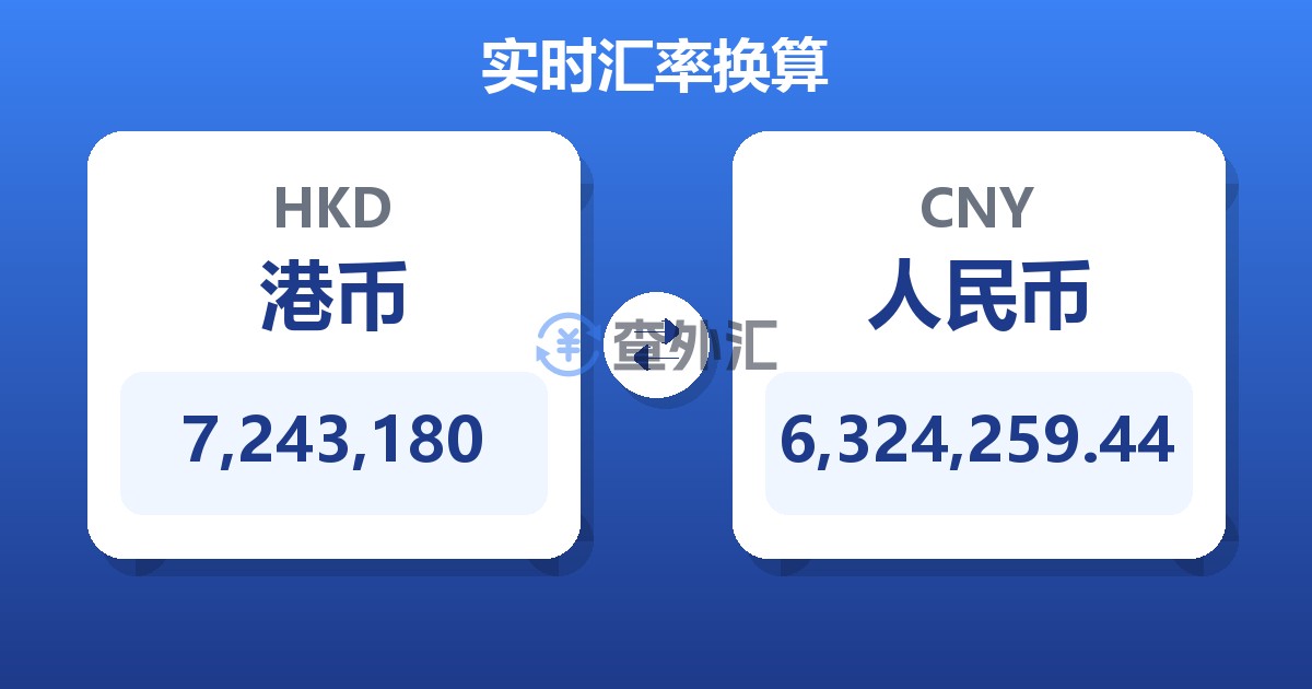 7,243,180港币兑人民币