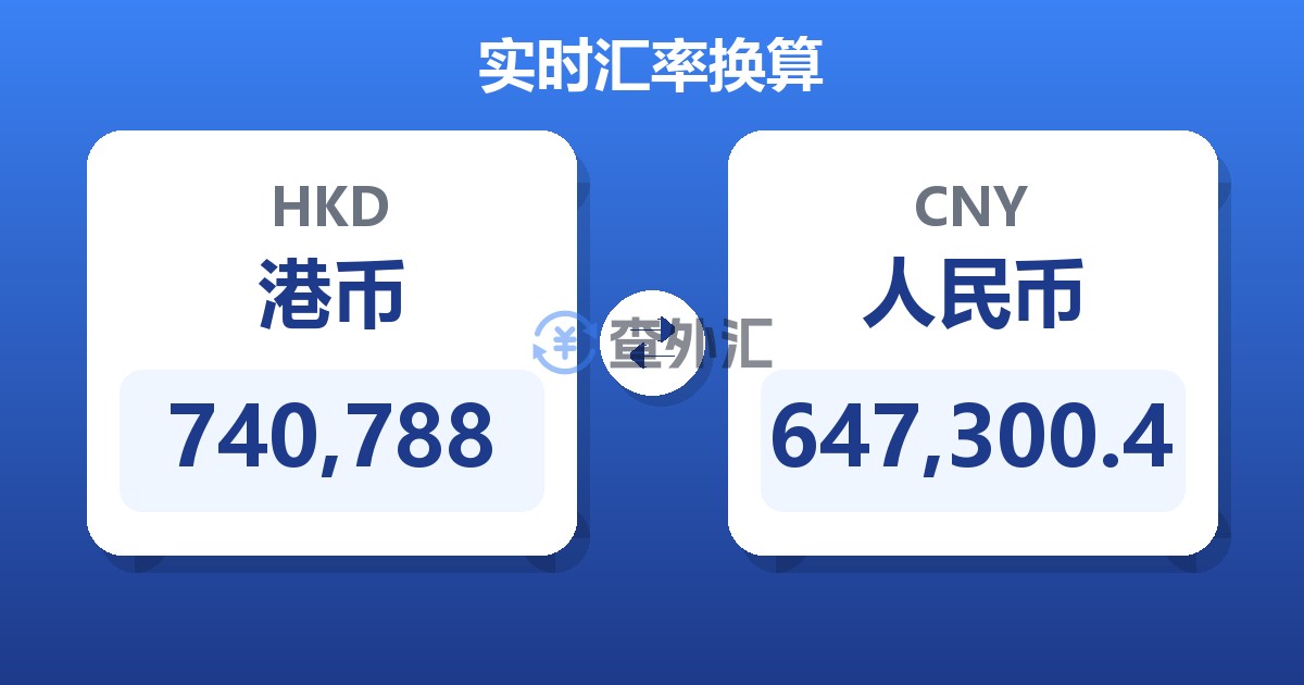 740,788港币兑人民币