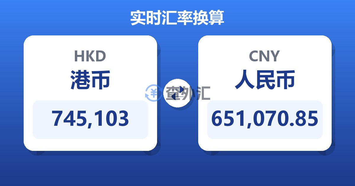 745,103港币兑人民币