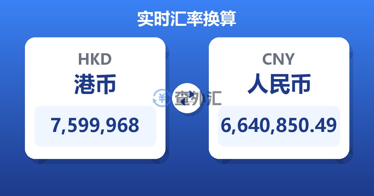 7,599,968港币兑人民币