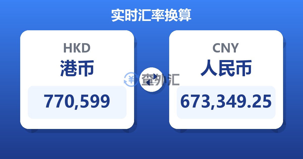770,599港币兑人民币