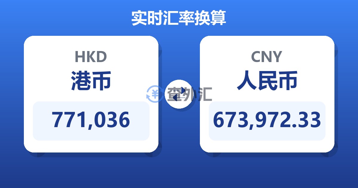771,036港币兑人民币