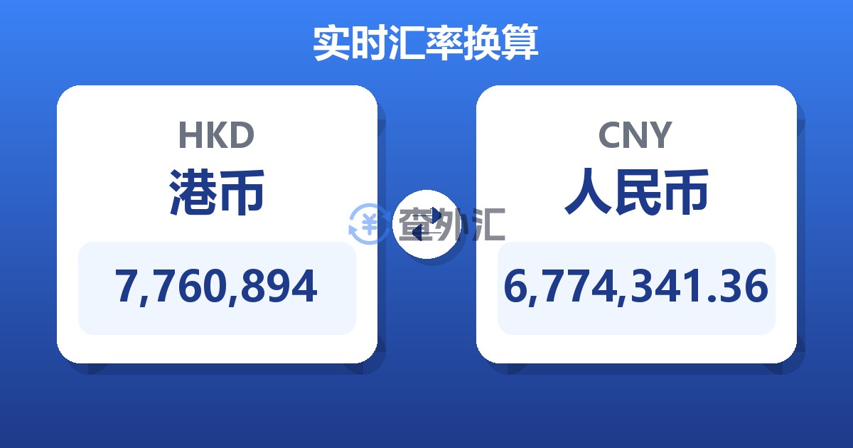 7,760,894港币兑人民币