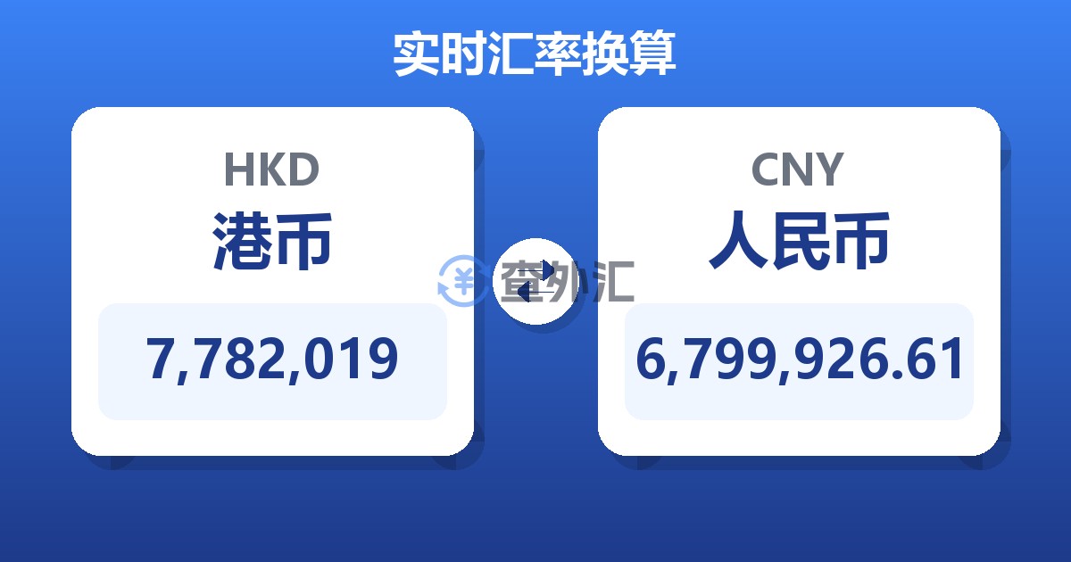 7,782,019港币兑人民币