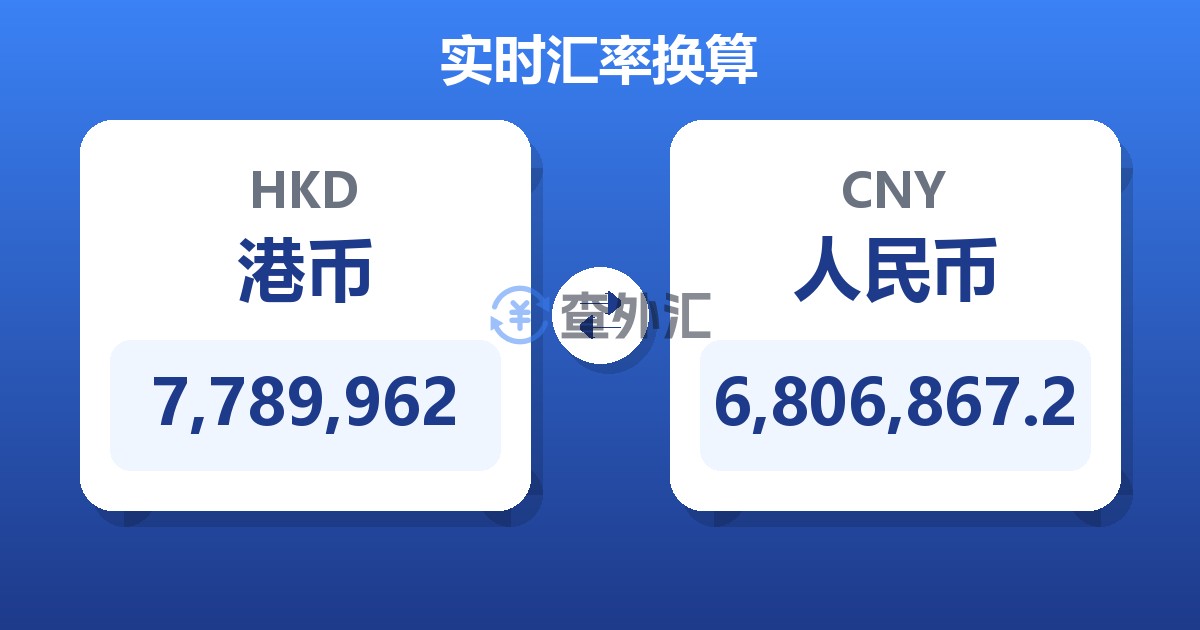 7,789,962港币兑人民币