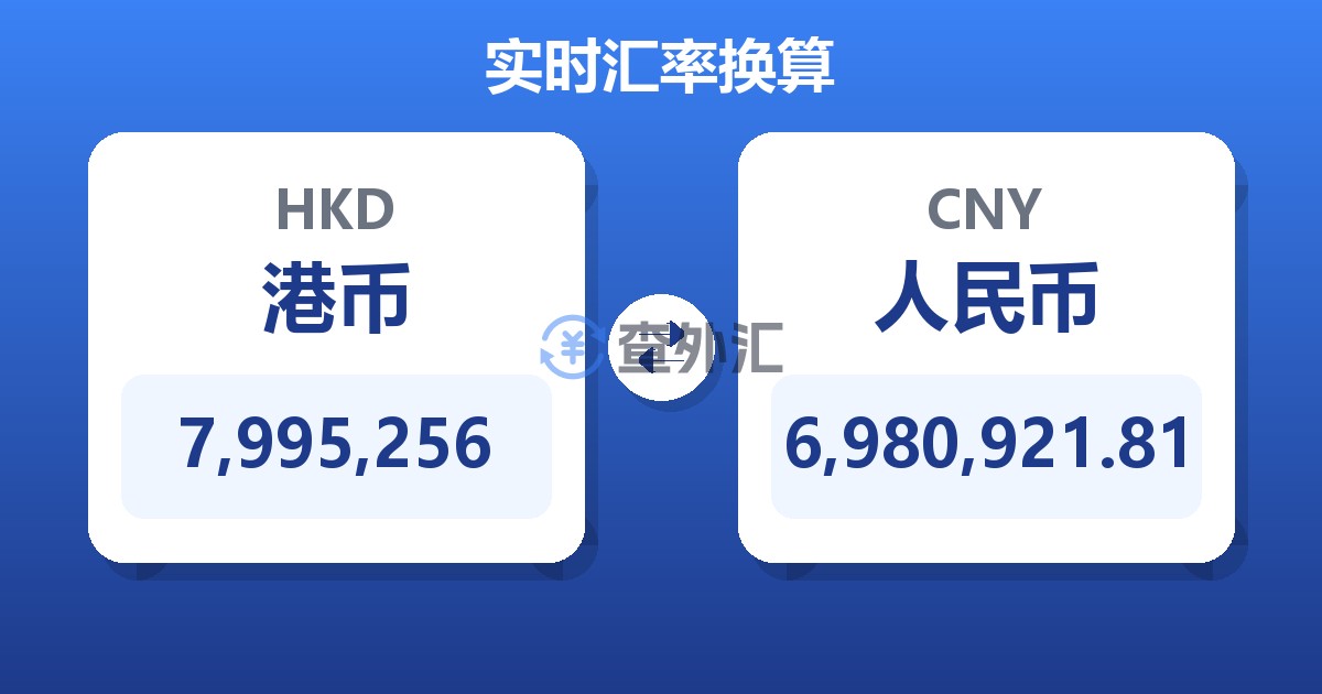 7,995,256港币兑人民币