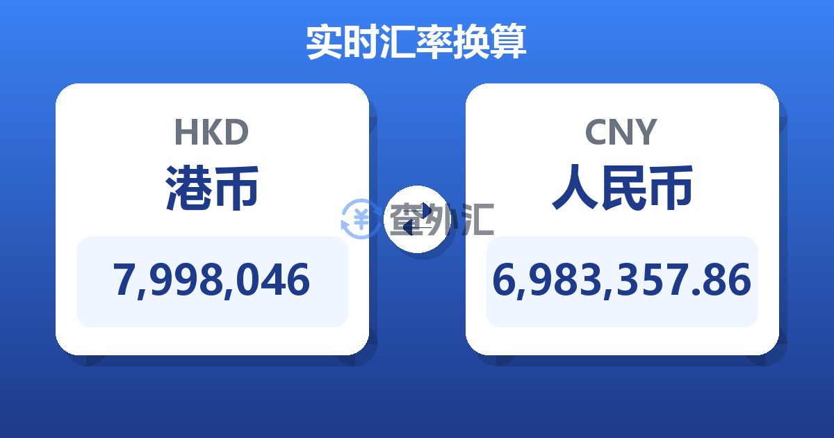 7,998,046港币兑人民币