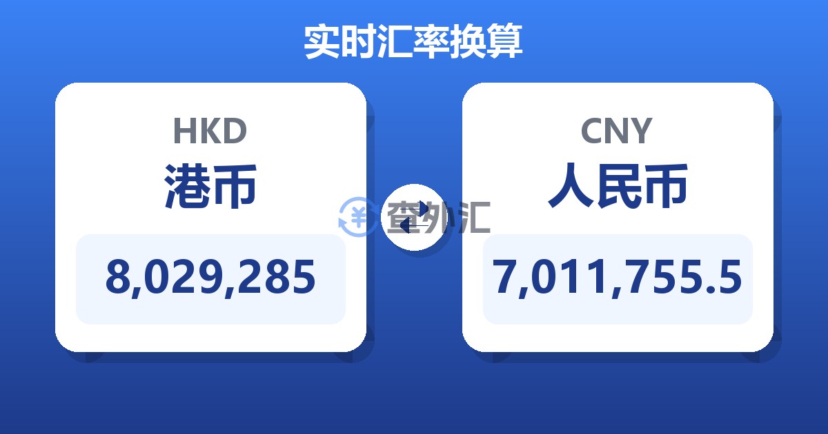 8,029,285港币兑人民币