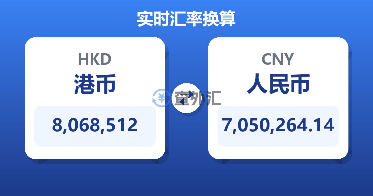 8,068,512港币兑人民币