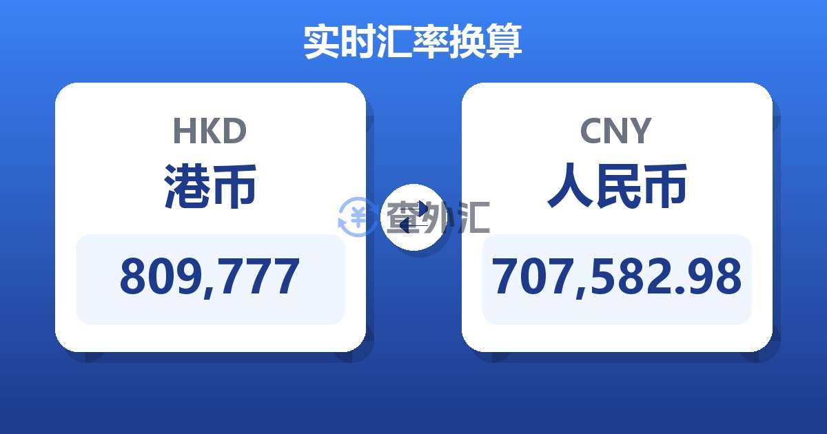 809,777港币兑人民币