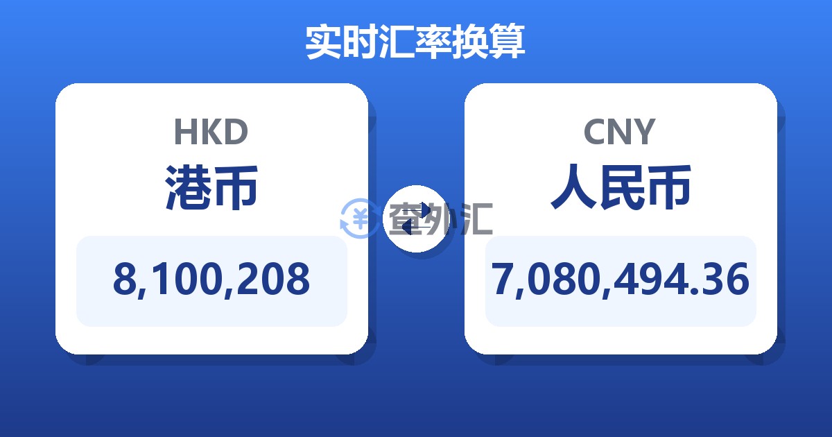8,100,208港币兑人民币