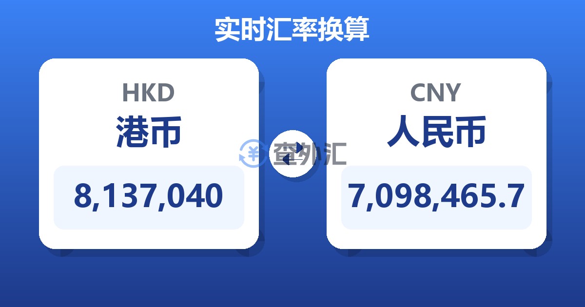 8,137,040港币兑人民币