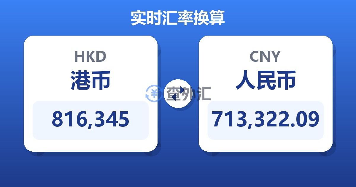 816,345港币兑人民币