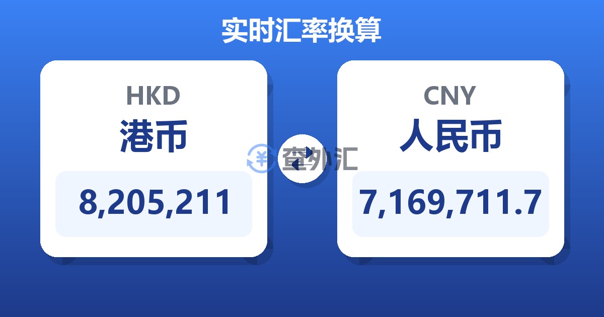 8,205,211港币兑人民币