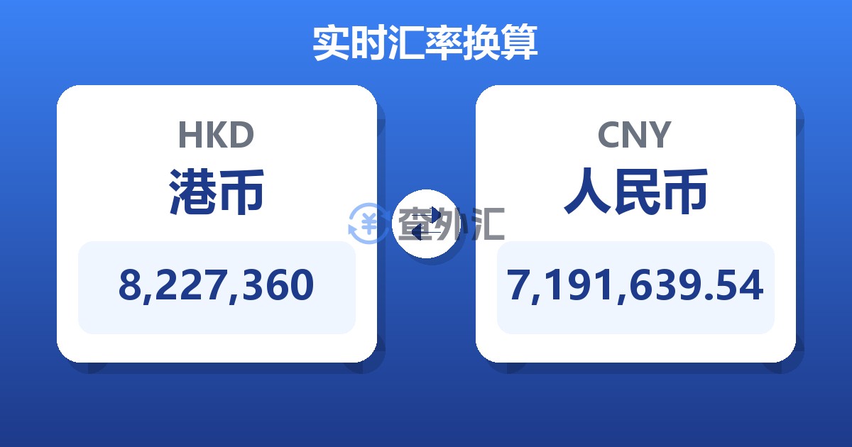 8,227,360港币兑人民币