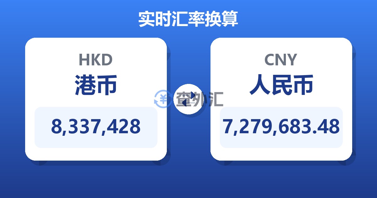 8,337,428港币兑人民币