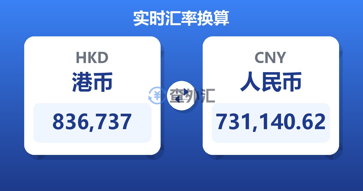 836,737港币兑人民币