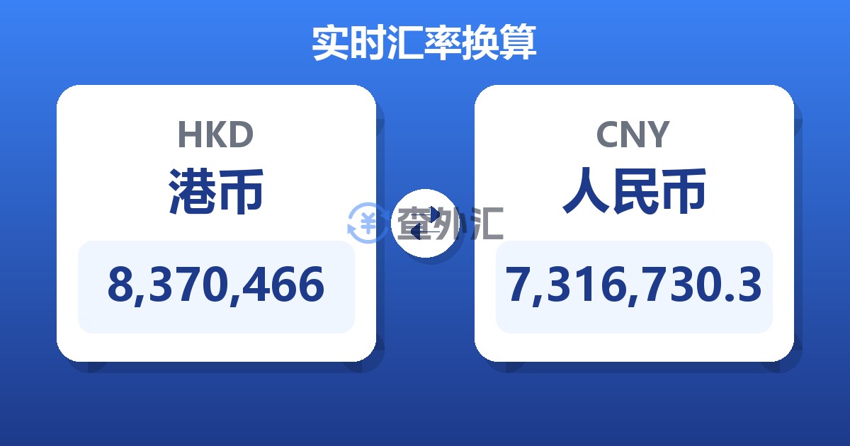 8,370,466港币兑人民币