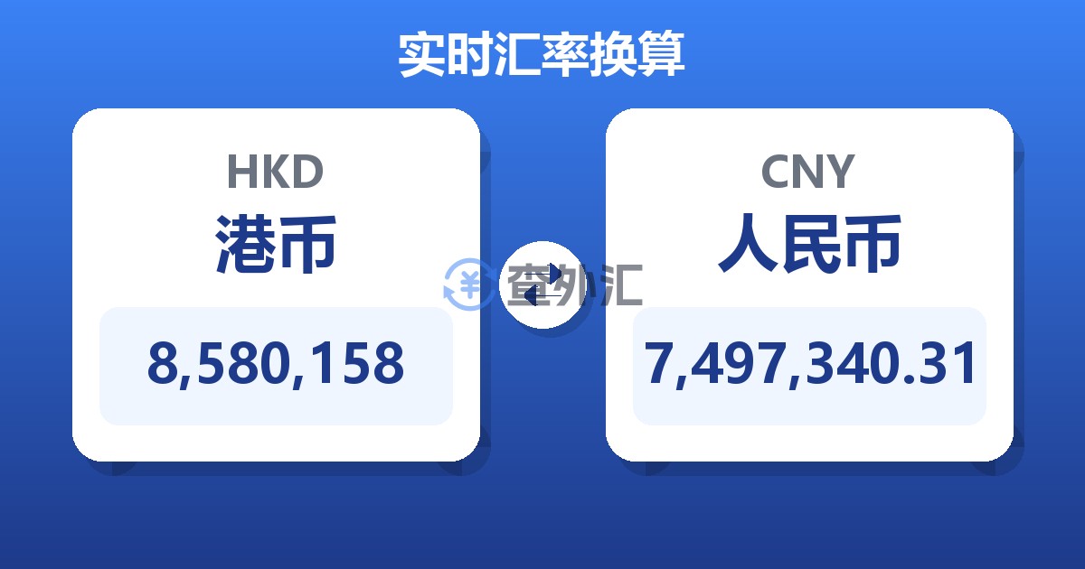 8,580,158港币兑人民币