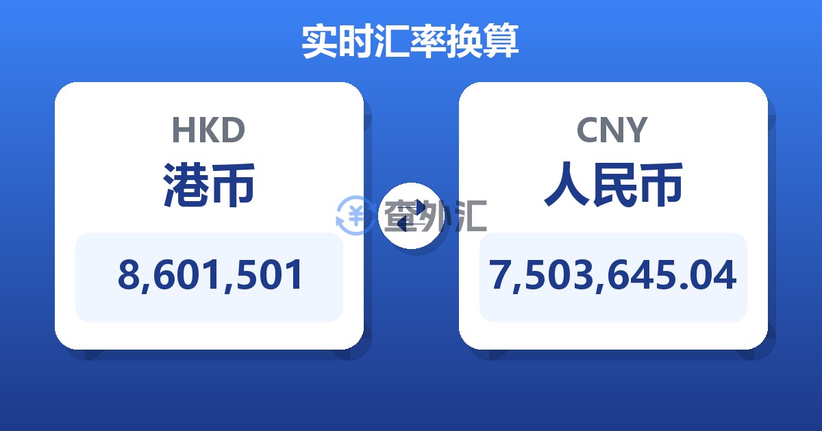 8,601,501港币兑人民币