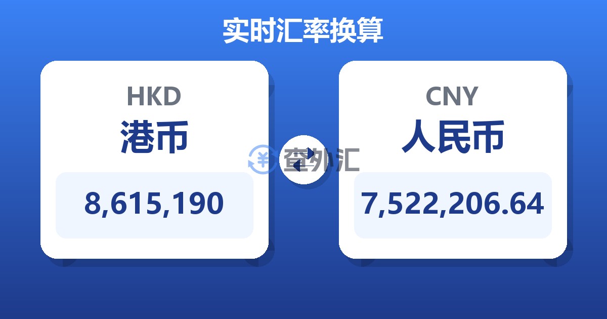 8,615,190港币兑人民币