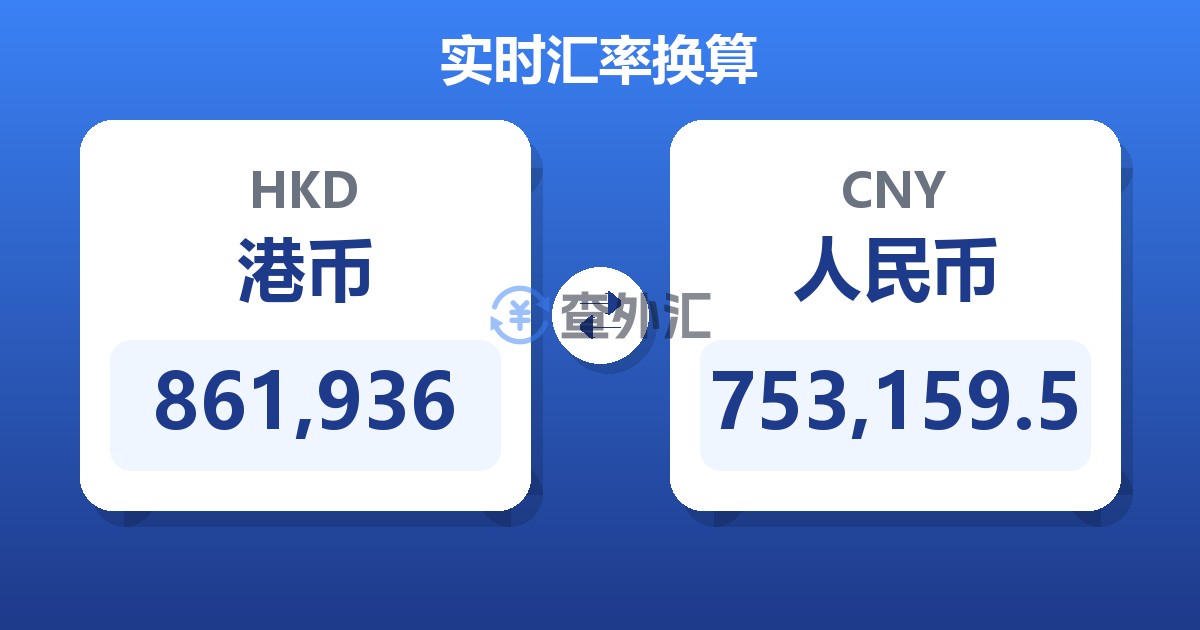 861,936港币兑人民币