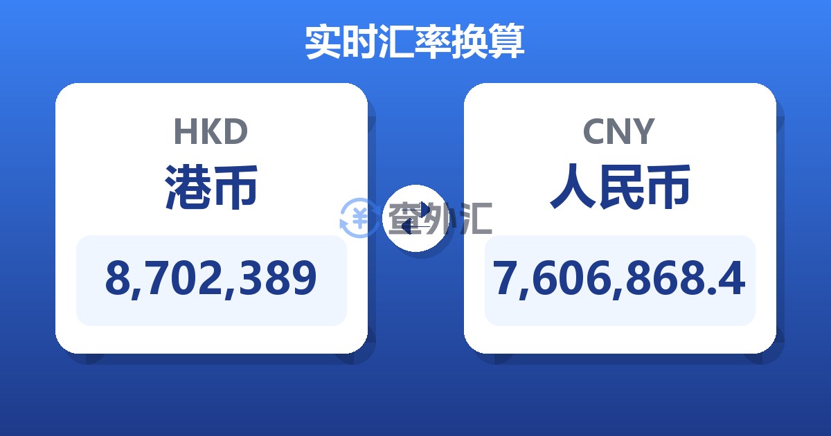 8,702,389港币兑人民币