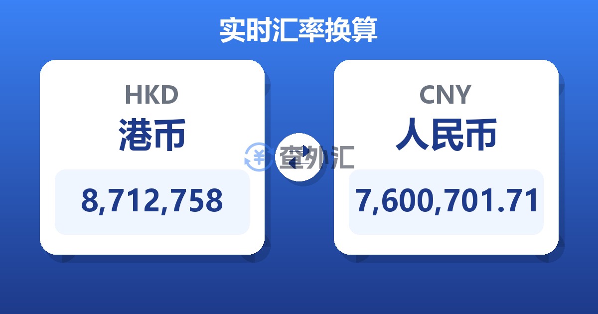 8,712,758港币兑人民币