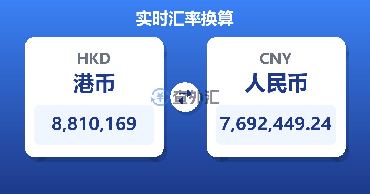 8,810,169港币兑人民币
