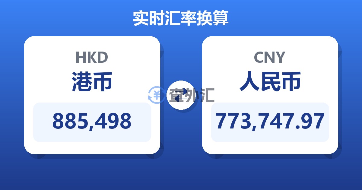 885,498港币兑人民币