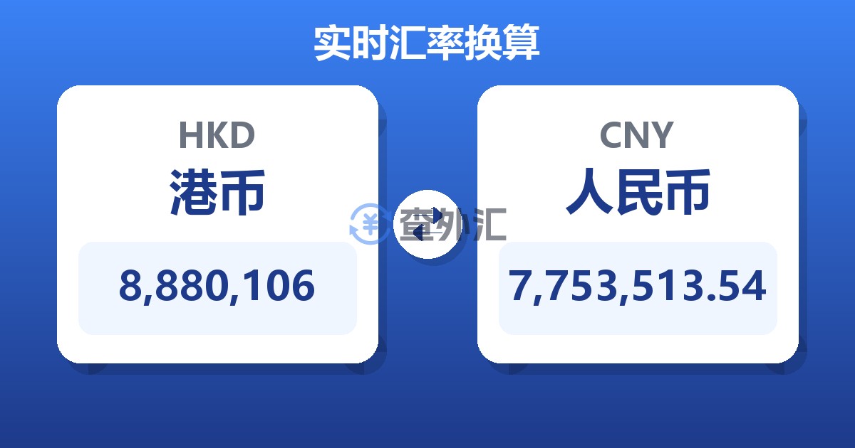 8,880,106港币兑人民币