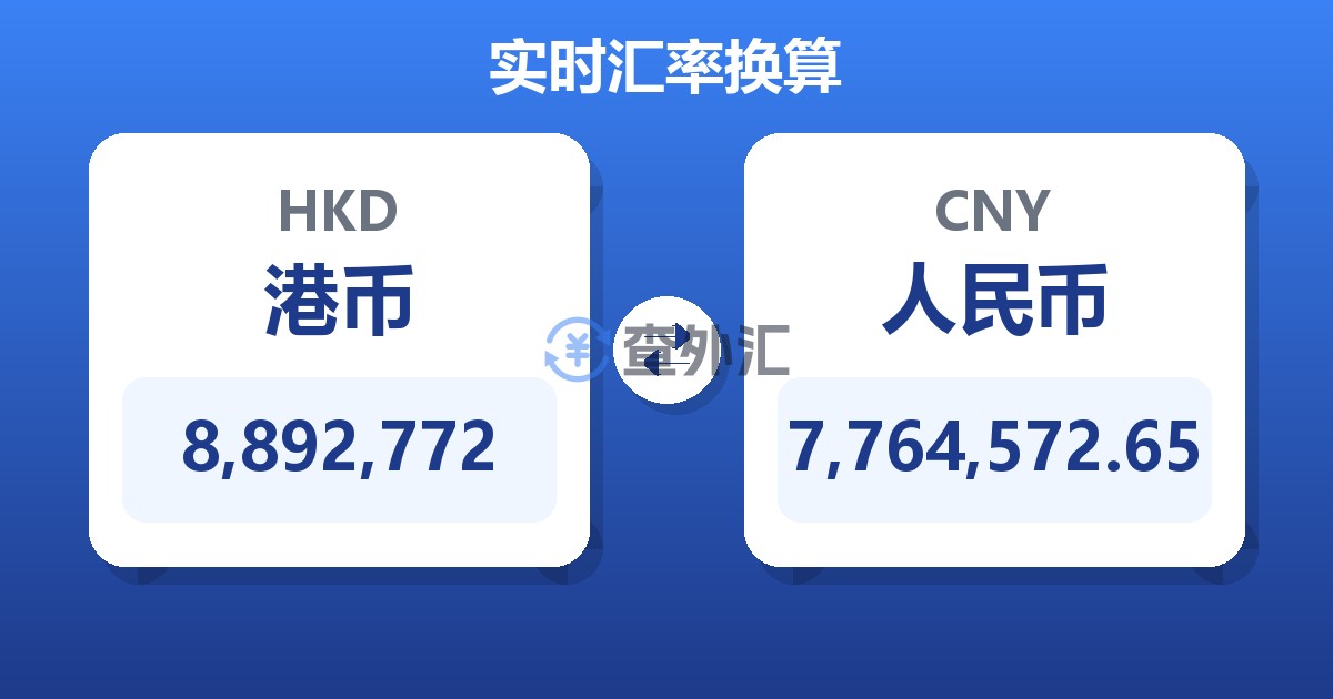 8,892,772港币兑人民币
