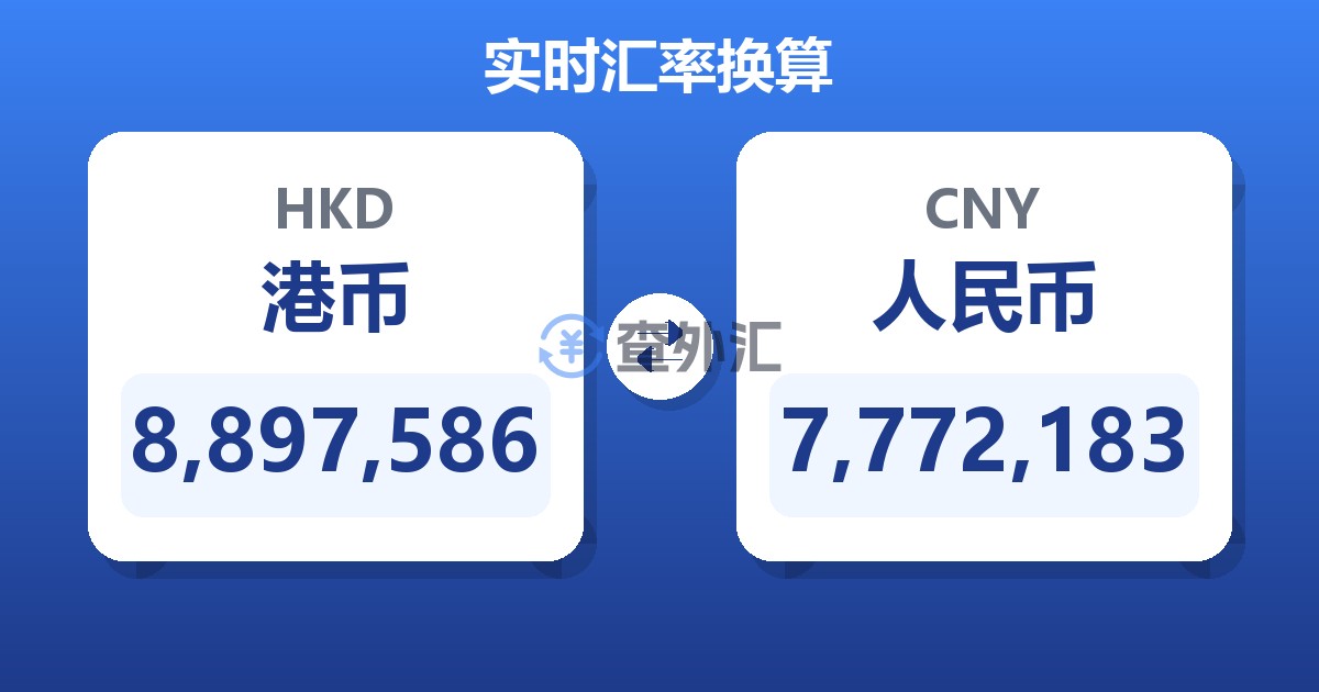 8,897,586港币兑人民币