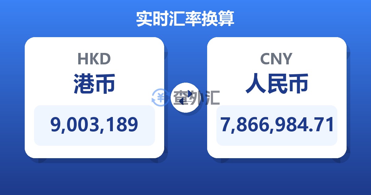 9,003,189港币兑人民币