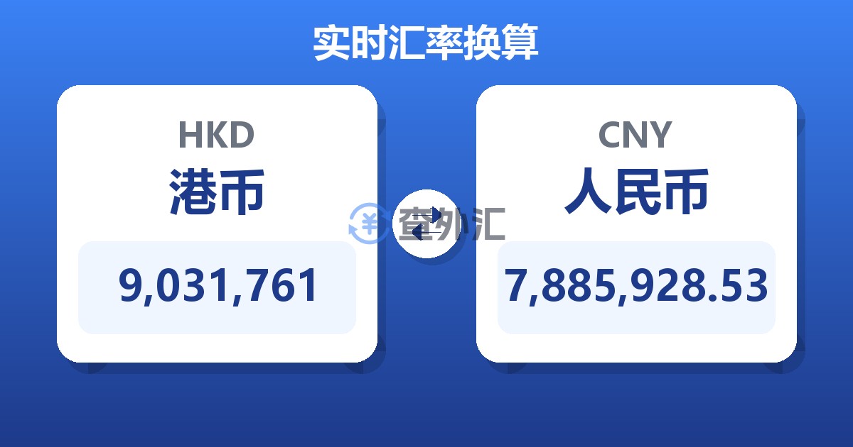 9,031,761港币兑人民币