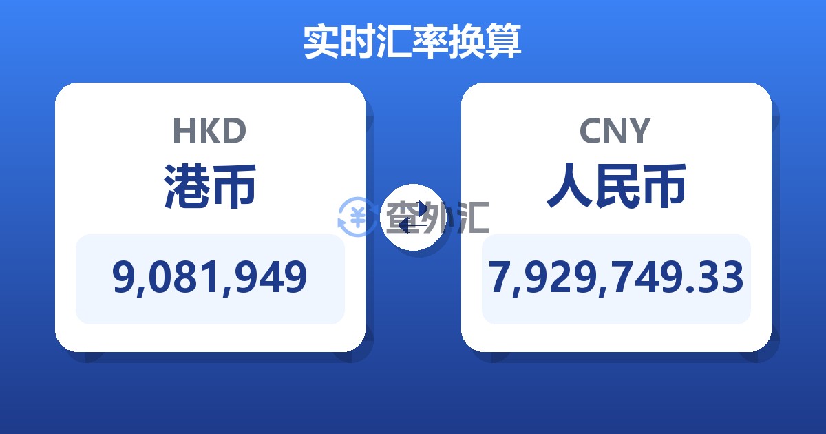 9,081,949港币兑人民币