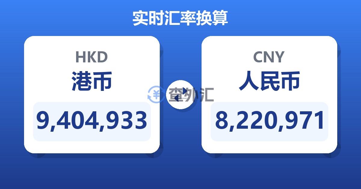 9,404,933港币兑人民币